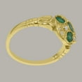 thumbnail image 4 of LBG British Made 9k Yellow Gold Natural Emerald & Diamond Womens Promise Ring - 33 size options - Size 4.5, 4 of 5