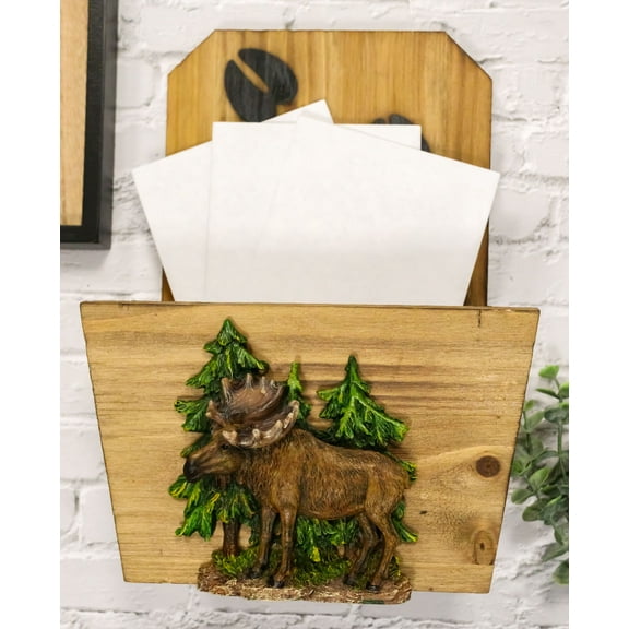 Ebros Western Moose By Pine Trees Forest And Trail Wall Planter Or Mail Holder
