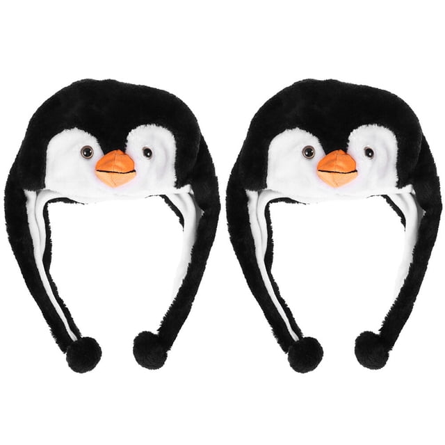 KAKOWELY 2 piezas de sombrero de pingüino para festival, sombrero de pingüino de peluche, sombrero de fiesta de cosplay, sombrero de actuación