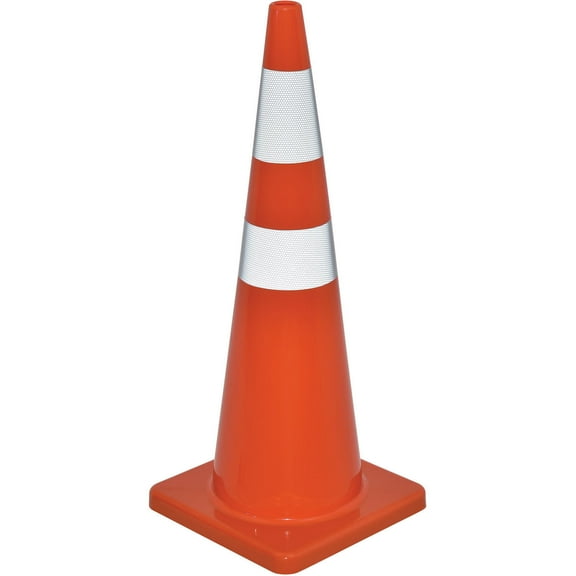 Global Industrial 36" Reflective Traffic Cone, 10 lbs., Solid Orange Base