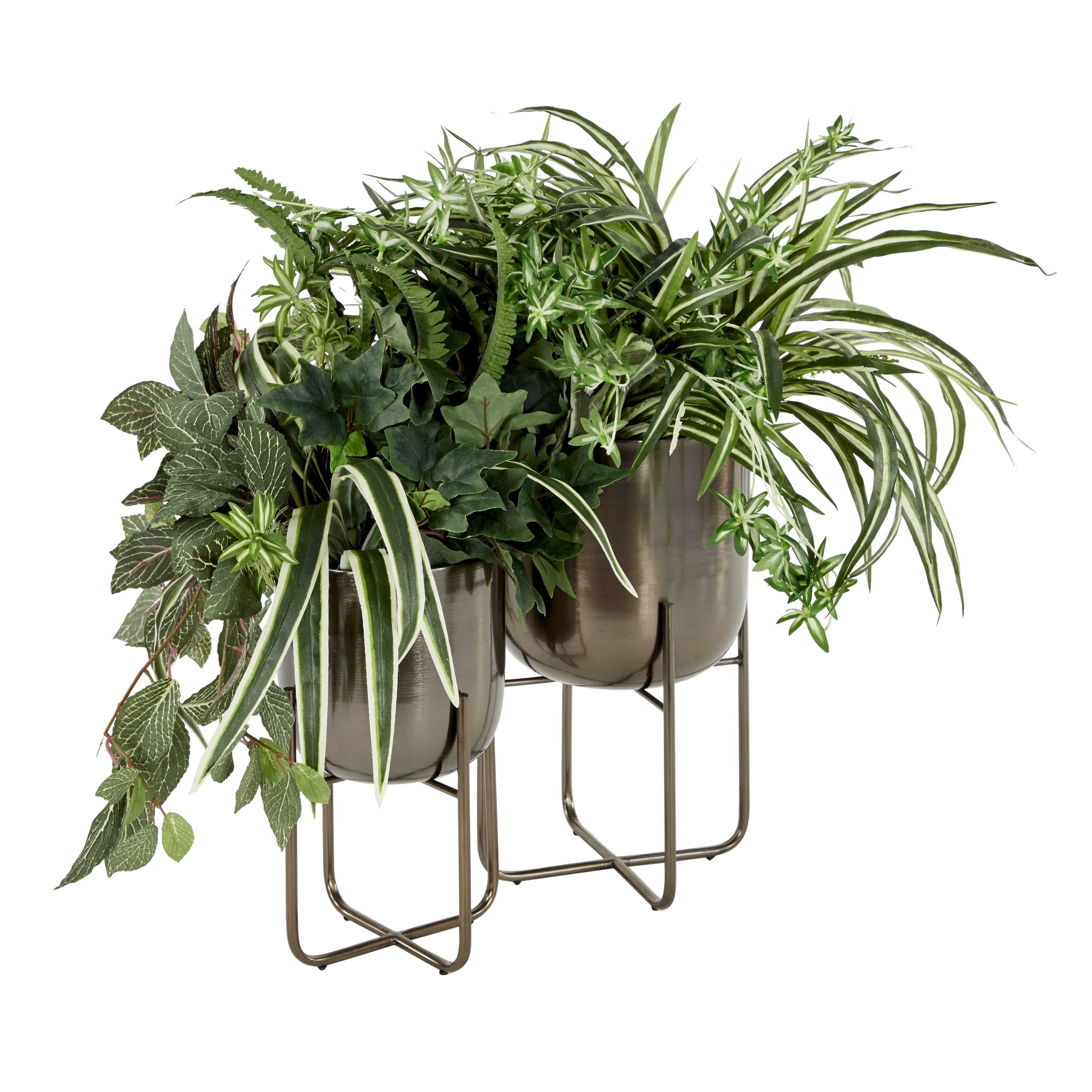 DecMode 16" and 13"H Indoor Outdoor Black Metal Planter with Removable Stand (2 Count)