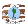 thumbnail image 1 of Hola cactus Pulsera de cuero Negro trenzado pulsera de cuerda de amor Unbranded M, 1 of 3