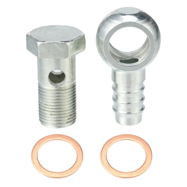 18 mm ID 16 mm OD Banjo Bolt Manguera Barb Accesorios Conector adaptador de línea de combustible universal para motocicleta Coche Tono plateado Tono de cobre - Paquete de 4