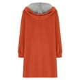 thumbnail image 6 of XPMWRP Women's Oversized Zip Up Hooded Jacket Solid Color Long Sleeved Casual Coats Winter Warm Trendy Mid Length Jacket Orange XL, 6 of 7