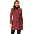 thumbnail image 1 of INSPIRE CHIC Manteau Mi-Long à Double Boutonnage pour Femme à Col à Revers Cranté Rouge Melon D\'eau TG, 1 of 6