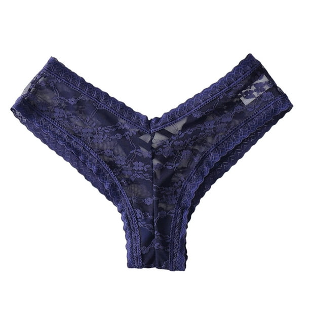 nsendm Female Underpants Adult Underwear Women Boy Shorts Cotton Custom  Letter Logo Low Waist Striped Tangas No Show Bikini under Clothes  Waist(Blue, S) 