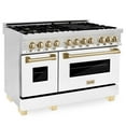 thumbnail image 2 of ZLINE Autograph Edition 48 in. 6.0 cu. ft. Legacy Dual Fuel Range with 7 Burner Gas Cooktop and 2 Electric Ovens in Stainless Steel with White Matte Doors and Matte Black Accents (RAZ-WM-48-MB), 2 of 5