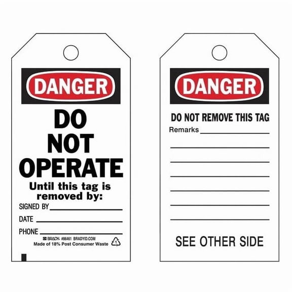 Brady Danger Tag,5-3/4 x 3 In,3/8 In,PK10, 86461 86461