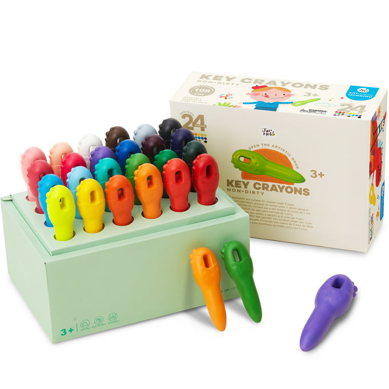 Jar Melo Key Crayons for Toddlers, 24 Colors 99.99% Unbreakable Non-Toxic  Easy to Hold Washable Crayons, with 108 FREE Coloring Books PDF Download