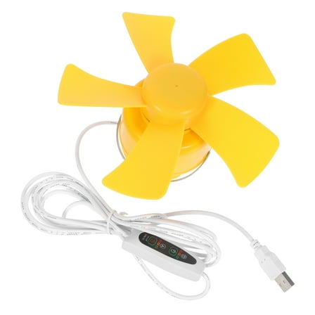 TABLZONE Kids Room Portable Ceiling Fan Yellow Plastic Airflow Mini Hanging 1Pack