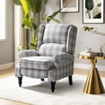 thumbnail image 2 of HULALA HOME Olympus Upholstered Classic Manual Wingback Recliner with Solid Wood Legs by  PLAID GREY, 2 of 5