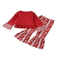 thumbnail image 3 of 2Pcs Toddler Christmas Outfits Candy Cane Ruffle Long Sleeve Tops Flare Pants, 3 of 9