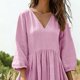 thumbnail image 5 of Mujeres Vestido Casual Suelto Y Casual Tres Cuartos de Mangas Cuello en V Vestido de Lino Mujeres, 5 of 7