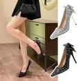 thumbnail image 7 of Lovskoo 2024 Women's Pointed Toe Stiletto-Heelss Wedding Sandals with Crystal Bow Knot Sequin Bridesmaid Shoes Silver, 7 of 7