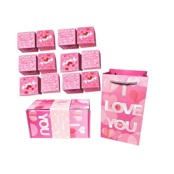 pstuiky Caja sorpresa para San Valentín con mensaje "Te amo" para el Día de los Caídos para enviar a parejas de chicas cajas de regalo con sobre rojo.