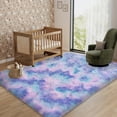 thumbnail image 5 of Janvonne Fluffy Area Rugs for Bedroom,Soft Non Skid Easy-care Shaggy Bedsied Carpets for,Home Decor Aesthetics,Tie-Dye Blue Rainbow,5x7ft, 5 of 8