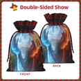 thumbnail image 2 of Kdxio Red And Blue Fire Mountains Christmas Drawstring Bags Xmas Buffalo Plaid Candy Bags Linen Treat Bags Christmas Gift Bags for Presents-Black, 2 of 8