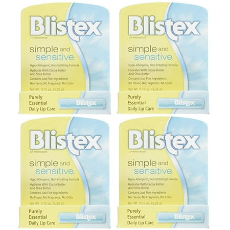 4 Pack - Blistex Simple and Sensitive Lip Moisturizer 0.15 oz