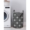 thumbnail image 3 of Black and White Laundry Bag, Abstract Checkered Pattern Design with Monochrome Floral Details Vintage, Basket with Handles Drawstring Closure for Laundromats, 13" x 19", Black White, by Ambesonne, 3 of 4