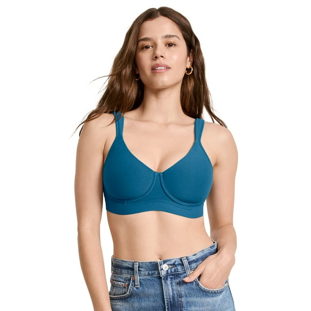 Jockey Soutien-gorge Sans Armatures à Bonnets Moulés, Couvrance Totale, en Mélange de Coton Rafraîchissant pour Femmes