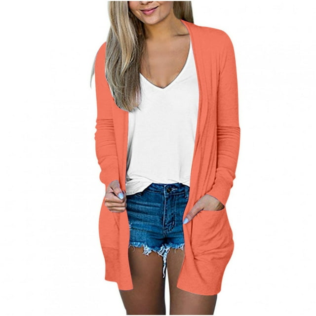 DDAPJ pyju Womens Cardigan Sweaters,Fall Cardigans 2024 Long Sleeve Draped Open Front Pockets Loose Long Cardigan Jacket Sweater