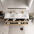 thumbnail image 2 of 72" Bathroom Vanity With Sink, Floating Storage Cabinet. Natural Oak, Stone Resin Countertop, Soft Close Drawers, Substantial Volume, U-shape Drain, Invisible Handle, E1 Grade Panels Sink , Oak, 2 of 6