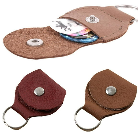 FurNest Genuine Leather Keychain Guitar Pick Holder Plectrum
