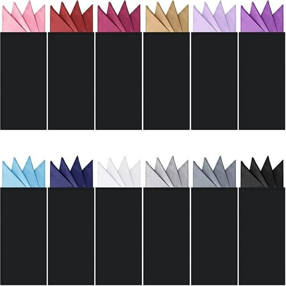 12 pcs Pocket Squares for Men Prefolded Suit Pocket Squares on Card Masculine Polyester Handkerchief Suit Accessories