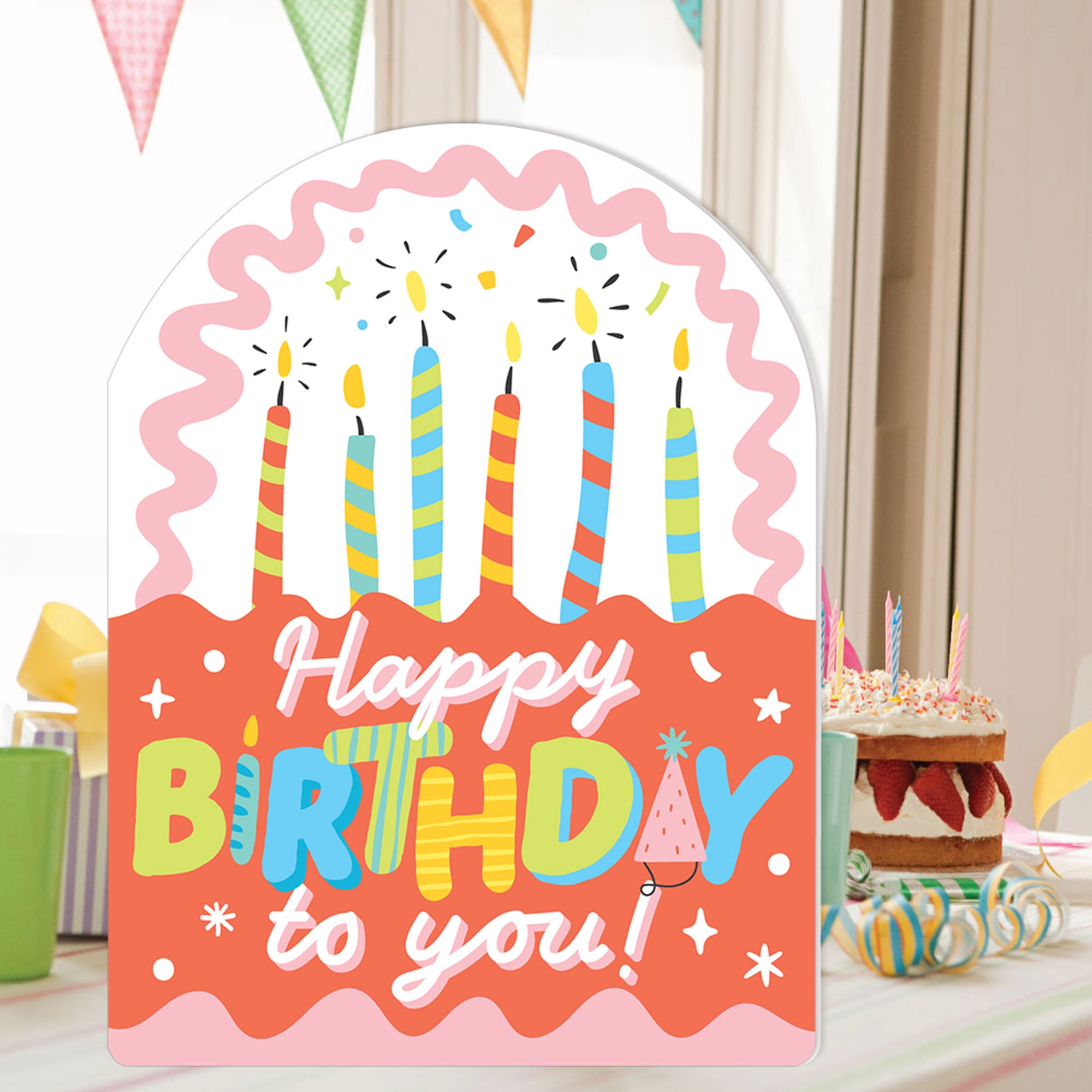 Big Dot of Happiness Party Time - Happy Birthday Giant Greeting Card - Big Shaped Jumborific Card - 16.5 x 22 inches