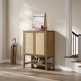 thumbnail image 2 of SICOTAS 31.5"W Boho Shoe Cabinet with 2 Rattan Doors, Boho, Cherry Oak  Coastal Shoe Storage Organizer with Adjustable Shelves & Open Storage for  Hallway  Foyer Living Room, 2 of 7