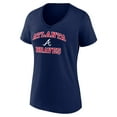 thumbnail image 2 of Women's Navy Atlanta Braves Heart and Soul V-Neck T-Shirt, 2 of 3