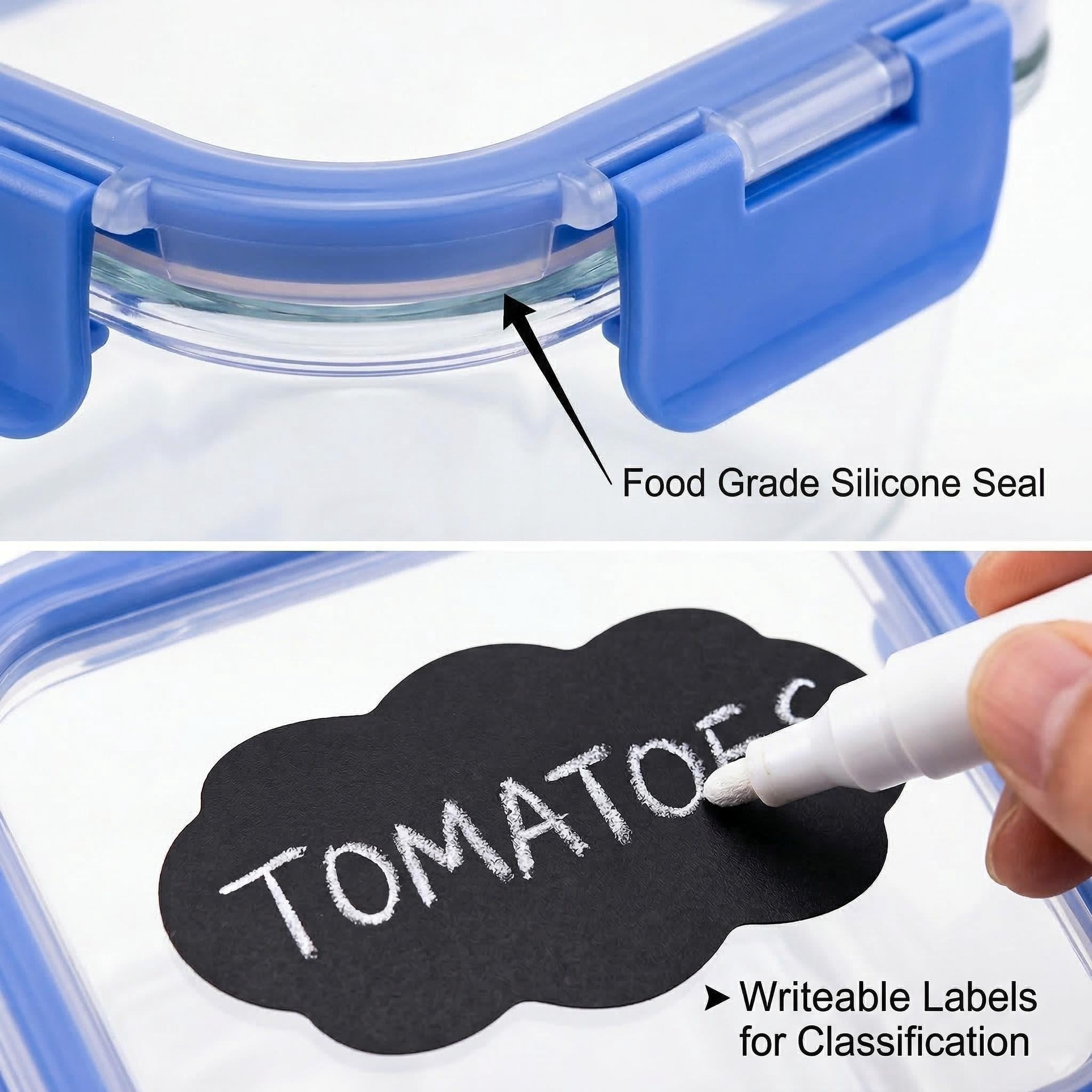 20 Pcs  Glass Meal Prep Containers with Lids, Food Storage Containers with Snap Locking Lids, Airtight Lunch Containers, Microwave, Oven, Freezer and Dishwasher
