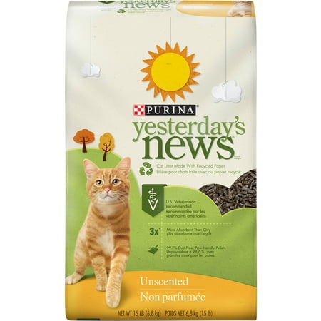 Purina Yesterday's News Unscented Scent Original Texture Cat Litter, 15 lb. Bag