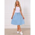 thumbnail image 7 of DARING DIVA Women's Denim A-Line Flare Midi Jean Skirt with Pockets M Light Blue, 7 of 7