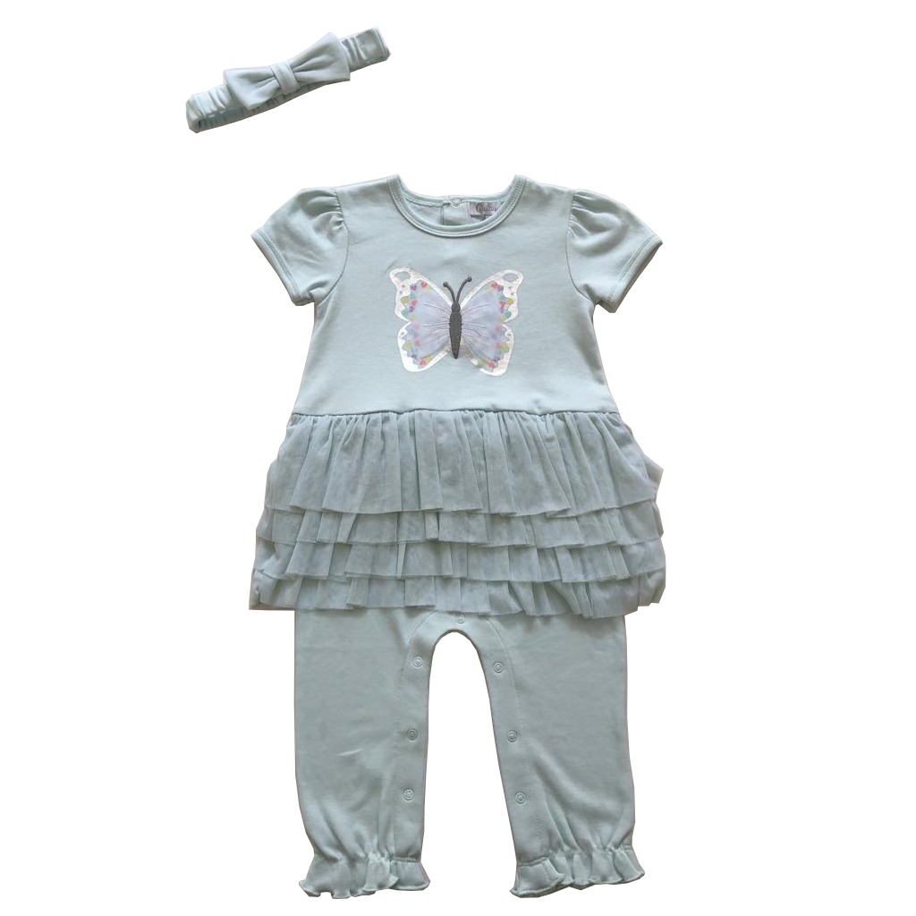 Quiltex Baby Girl Romper & Headband Outfit Set, 2Piece