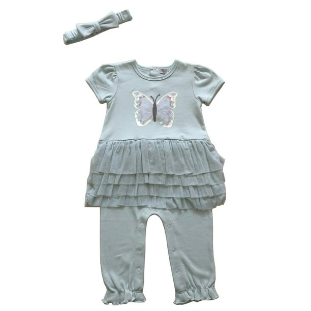Quiltex Quiltex Baby Girl Romper & Headband Outfit Set, 2Piece