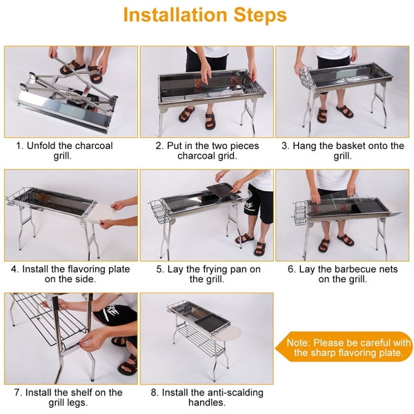 16.7x10x17.7in Portable Charcoal Grill Foldable BBQ Suitcase Grill Shelf For Outdoor Camping Picnics Garden Grilling