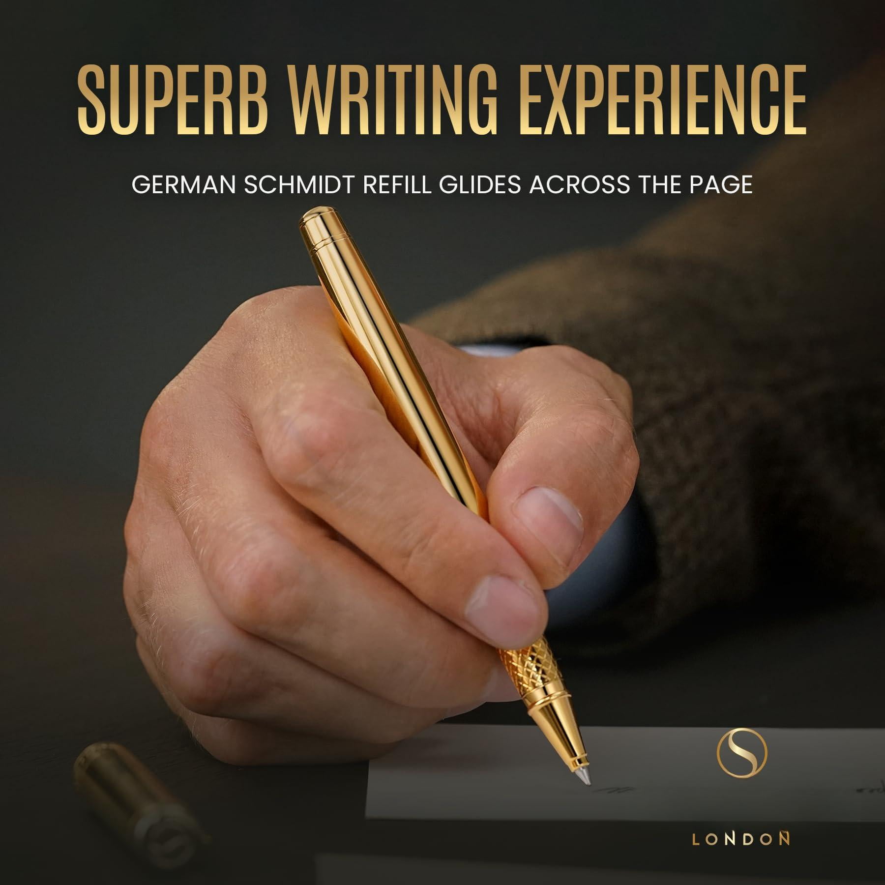 Rollerball Pen - Stunning Luxury  Real Schmidt Ink Refill Roller Ball Gift Set For Men & Women Professional Executive Office Nice Pens