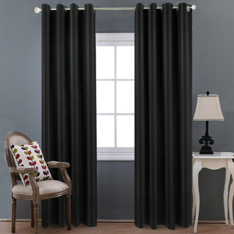 Black Blackout Curtains for Bedroom 95 Inch Length 2 Panels Set Rod Pocket Curtains Drapes 52W x 95L Inch Black 2 Drapes