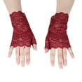 thumbnail image 2 of Mitones Qarigey De Encaje Sin Dedos Para Mujer Vino Rojo, 2 of 6