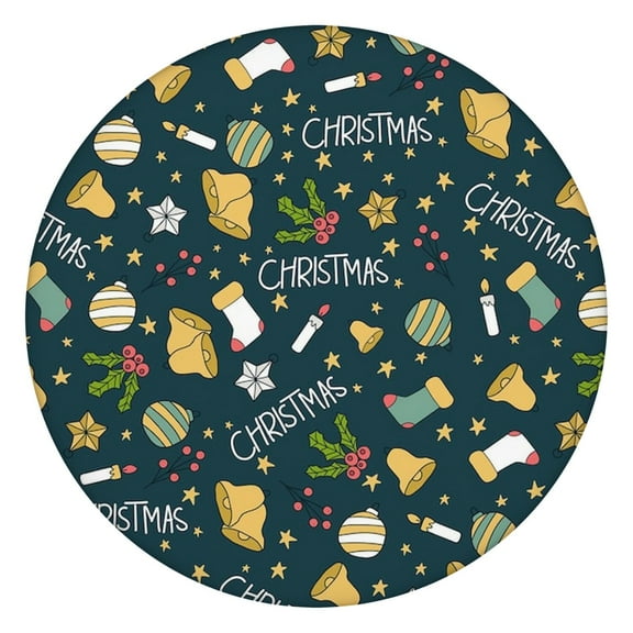 44 Inch Round Tablecloth for Christmas Decor, Elasticized Hem Provides a Neat Fit on Your Dining Table for Parties and Family Dinners