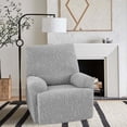 thumbnail image 2 of 4-Piece Recliner Chair Covers Stretch Jacquard Chair Covers for Reclining Chair Recliner Slipcovers for Living Room Soft Recliner Protector with Pocket, Light Grey, 2 of 10