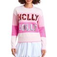 thumbnail image 1 of Gupgi Pull de Noël pour Femmes Manches Longues Col Rond Sequins Lettre Pull Décontracté Rayé, 1 of 9