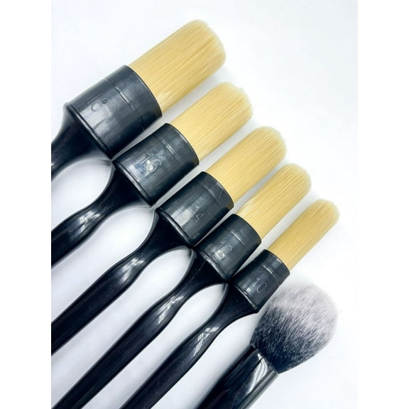 Car Detailing Brush Set, 6 Pack Natural Boars Hair Detailing Brushes