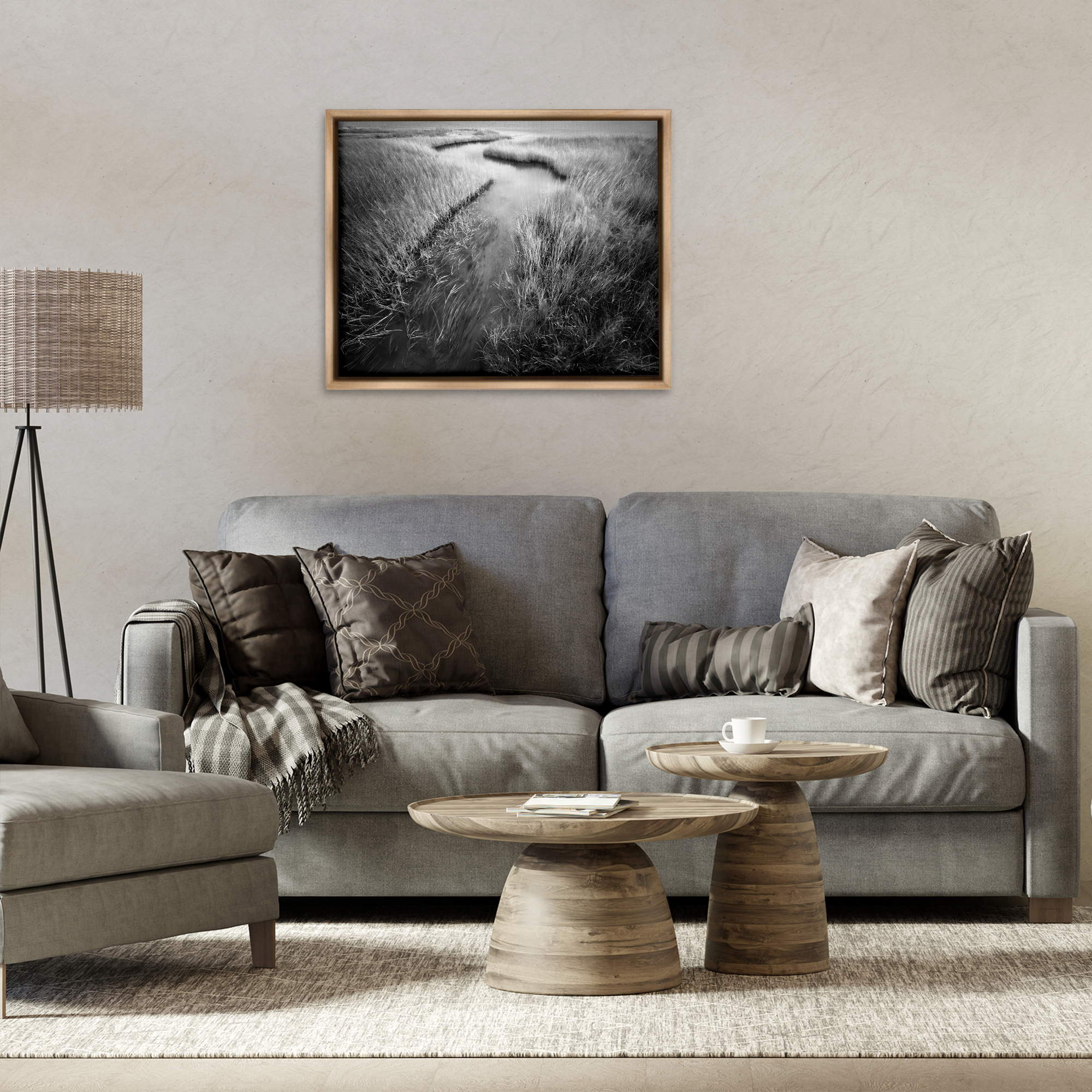 Stupell Industries Meandering Estuary View Landscape Photography Brown Floater Framed Art Print Wall Art, 31 x 25