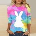 thumbnail image 5 of Camisetas de Pascua para las Mujeres Impresión de la Moda Suelta Casual Cuello Redondo Tres Cuartos de Manga Suéter, 5 of 5