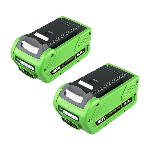 2-Pack 40 Volt 6000mAh Replacement for Greenworks 40V Battery 29472 29462 Compatible with Greenworks 40V Lithium Battery 2901319 LB408 BAF704 BAF724 G-MAX Cordless Lawn Mower Tools