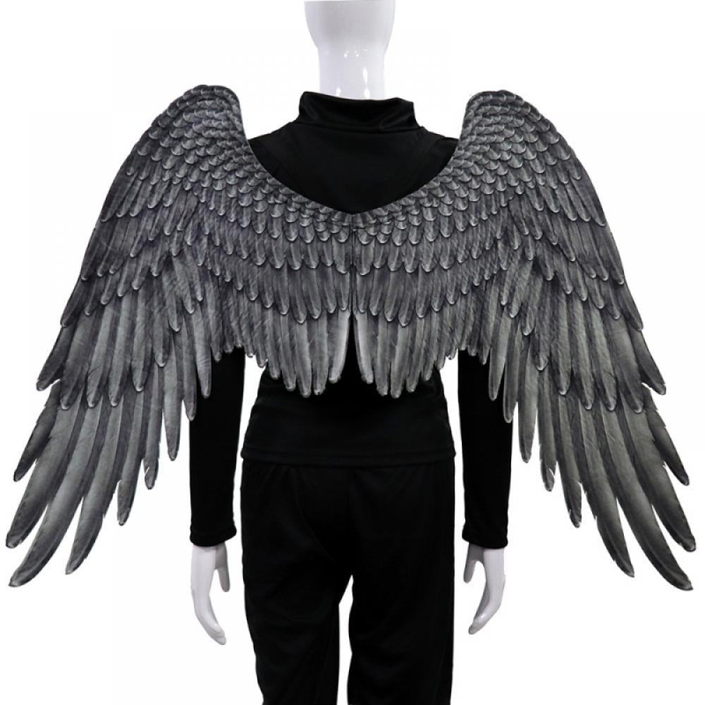 ADULT BLACK  ANGEL WINGS HALLOWEEN COSTUME ACCESSORY One size glitter 