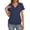 Navy, variant on Womens Tshirts Solid V Neck Short Sleeve V Neck Soft Everyday Basic Tee for Ladies Brick Red L