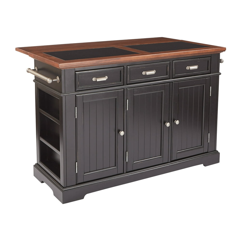 OSP Home Furnishings Farmhouse Basics Kitchen Island in Black Finish